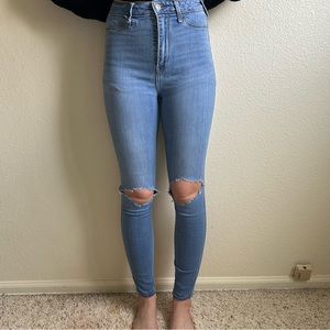 High rise distressed skinny jeans